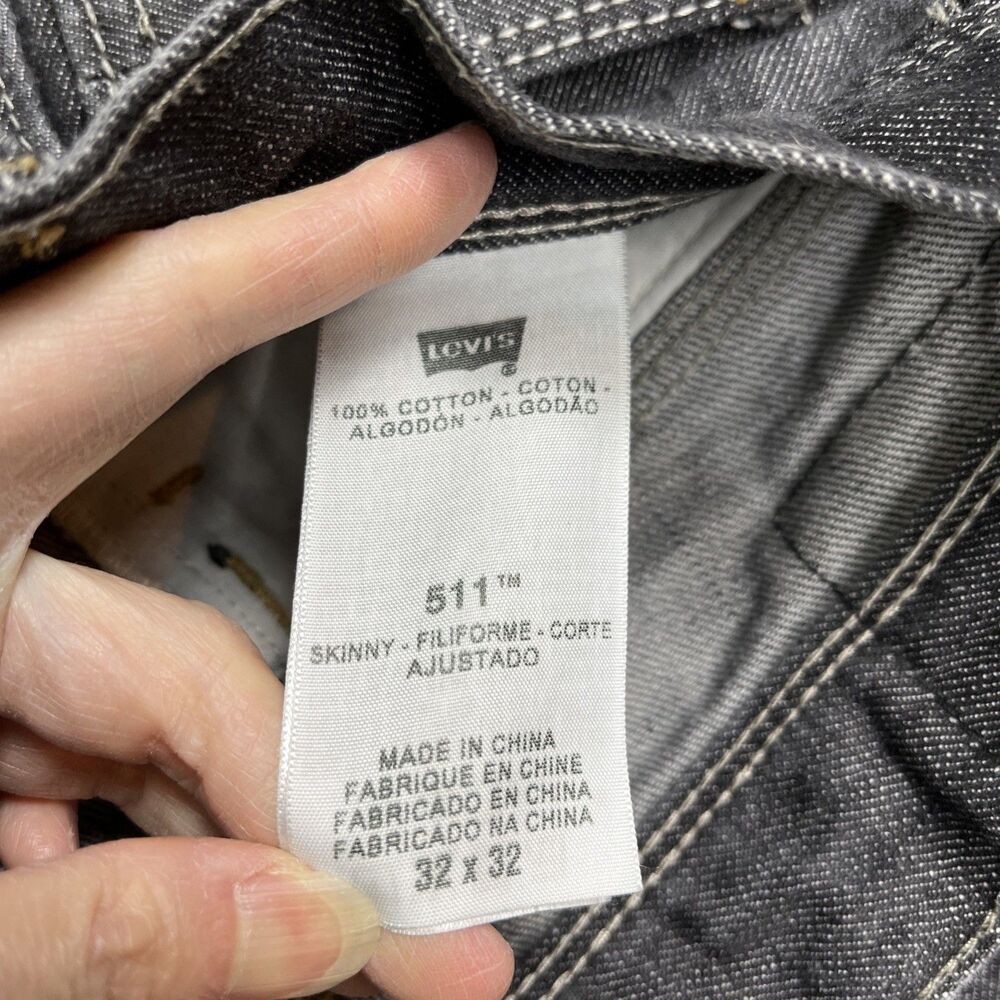 Levi’s 511 Slim Fit Jeans‎ 32x31.5 Dark Gray Utility Variant Angled Back Pockets - Picture 11 of 16